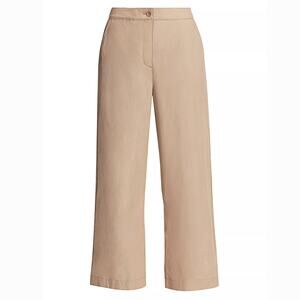 Eileen Fisher Wide Leg Cotton Trousers In Khaki Size 16